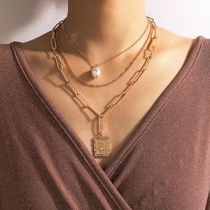 Pendentif Colliers Vintage Rose Fleurs Pandent Collier Pour Femmes Bohemain Perle Multicouche Géométrie Clavicule Chaîne Bijoux Collier 17