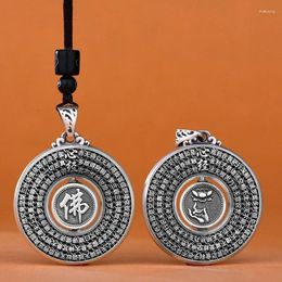 Pendentif Colliers Vintage Rotatif Bouddha Lotus Sutra Bouddhiste Hommes et Femmes Fête Religieuse Prière Souhait Talisman Bijoux