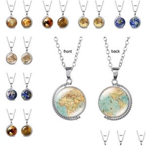 Pendentif Colliers Vintage Tournant Verre Globe Planète Monde Carte Collier Art Visage Rond Dôme Terre Goutte Livraison Bijoux Pend Dhgarden Dhnui