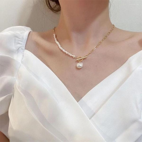 Pendentif Colliers Vintage En Forme De Perles D'imitation Clavicule Chaîne Collier Pour Femmes OT Fermoir Faux Perle Baroque Bijoux Élégants