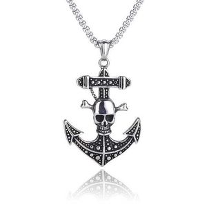 Colliers pendents Vintage's Anchor Skull Pendant Collier Cool Men Bijoux de mode Hiphop Métal ACCESSOIRES PUNK PUNK CADEAUX AMI AMI L2404 L2404