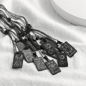 Hanger Kettingen Vintage Rvs 12 Sterrenbeelden Link Chain Vrouwen Zwart Vierkant Dubbelzijdig Teken Horoscoop Choker Sieraden