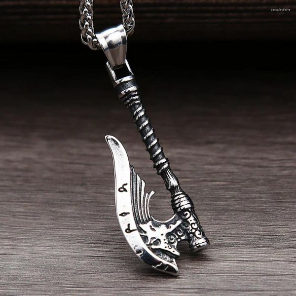 Pendentif Colliers Vintage en acier inoxydable Viking Axe Collier Hommes Nordic Amulette Bijoux Cadeau Mode Punk Hip Hop Décapsuleur