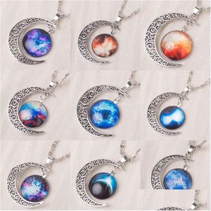 Pendentif Colliers Vintage Starry Moon Outer Space Universe Gemstone Collier De Mode Pour Fille Cadeaux Drop Delivery Bijoux Stylo Dhgarden Dh3Rk