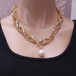 Hanger kettingen vintage statement dubbele ketting choker nekhalce voor vrouwen goud zilveren kleur mode barokke parel ketting punk sieraden ell