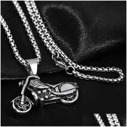 Pendentif Colliers Vintage Titanium Steel Box Chaîne Collier Moto Mens Long Pull Couple Accessoires Drop Livraison Bijoux Pend Dhc6G