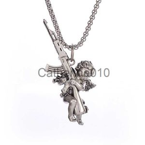 Hanger kettingen vintage unieke vrede en oorlog angel AK-47 hanger ketting voor mannen vrouwen mode straat punk hiphop statement sieraden cadeau j230817