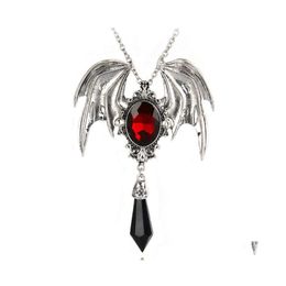 Hangende kettingen Vintage Victoriaanse vleermuisvleugel Gothic Crystal ketting trui keten sieraden Halloween Gift voor tiener Vrouwen Men Drop de Dhnn1