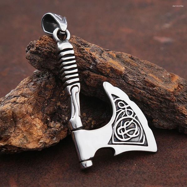 Pendentif Colliers Vintage Viking Axe En Acier Inoxydable Nordique Odin Celtics Collier Garçon Hommes Mode Bijoux Cadeau En Gros