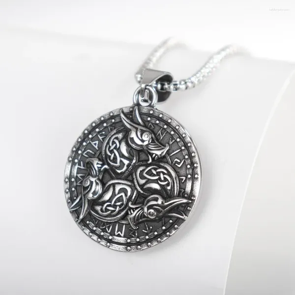 Collares colgantes Vintage Viking Compass Celtic Triangle Dragon Charm Collar para hombre Regalo de Navidad Día de San Valentín Protector Joyería