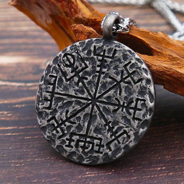 Pendentif Colliers Vintage Viking Helm Of Awe Collier En Acier Inoxydable Nordique Pirate Boussole Hommes Amulette Bijoux Cadeau