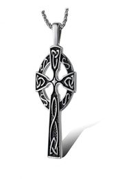 Hanger kettingen Vintage Viking Ierse concentrische knoopketting voor mannen retro lrish celtics religieuze mannelijke sieraden 24inch1370434