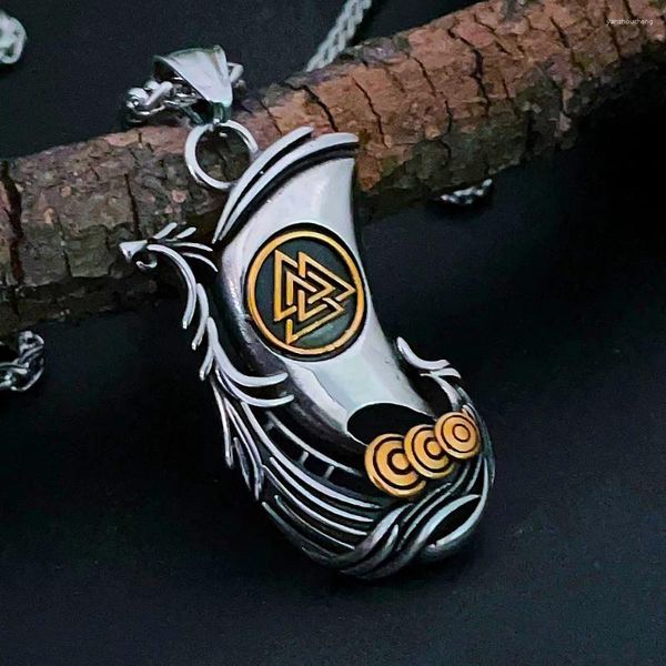 Pendentif Colliers Vintage Viking Pirate Voile Collier Hommes Norse En Acier Inoxydable Amulette Bijoux En Gros