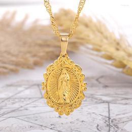 Hanger kettingen Vintage Maagd Maria voor vrouwen chokerketens ketting roestvrijstalen vrede katholieke sieraden virgen de guadalupe