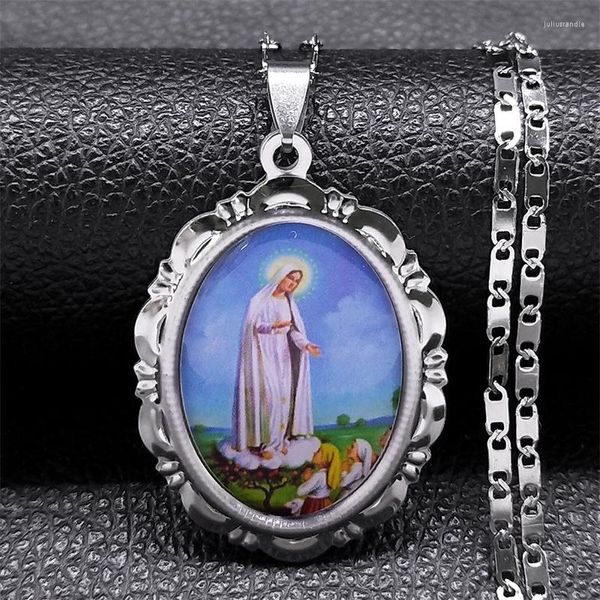Pendentif Colliers Vintage Vierge Marie Religieux Amulette Collier Femmes Hommes En Acier Inoxydable Guadalupe Catholique Ornement Bijoux