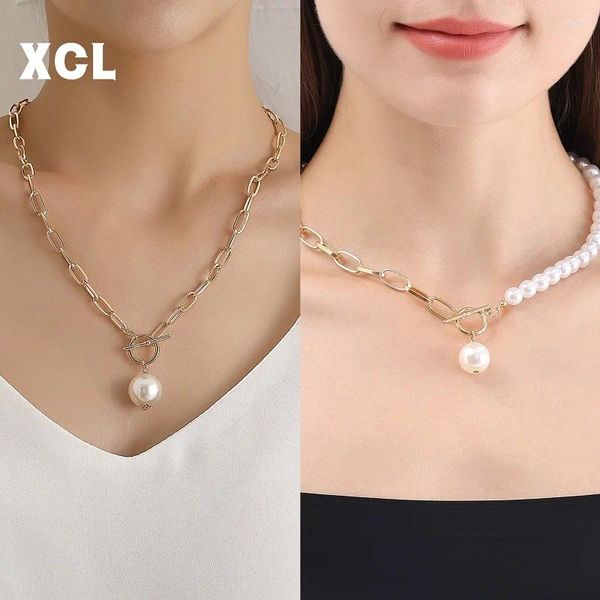 Colliers pendants Vintage Y2K Style Perle chaîne Collier de tour de cou de perle artificiel pour femmes uniquement les fans de mariée de mariage bijoux décoratifs