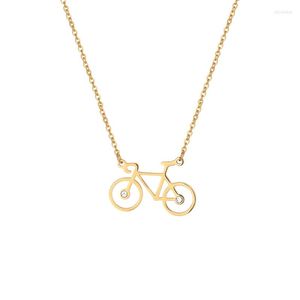 Pendentif Colliers Vintage Zircon Et Acier Inoxydable Vélo Forme Collier Femme Or Couleur Bijoux Mignon Sport Cadeau Goutte