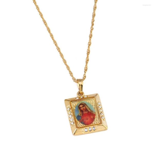 Collares pendientes Collar de la Virgen María Concebido sin pecado Rezar Color dorado claro Iglesia católica Cadena de joyería para mujeres