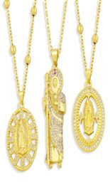 Colliers de pendentif vierge de Guadalupe Collier Pave Crystal for Saints Catholic Religious Jewelry San Judas Tadeo NKEZ6117854043977678