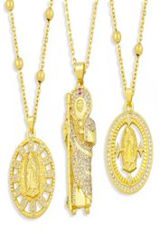 Pendentif Colliers Vierge de Guadalupe Collier Pave Crystal pour Saints Bijoux religieux catholiques San Judas Tadeo Nkez6117854042012613