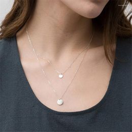 Pendentif Colliers Visunion En Acier Inoxydable 316L Collier Wafer Minimal Simple Frais Sans Allergie Or Rose Couleur BijouxPendentif