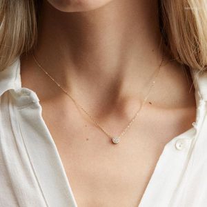 Hangende kettingen Visunion 316L roestvrijstalen ketting kristalpatroon ronde cirkel charm choker rosé goud zilver kleurenketen