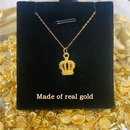 Colliers de pendentif Vicicen Nouveau arrivée Real 24k Gold 999 Princesse Crown Pendants pour femmes Collier cadeau sincère