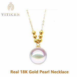 Pendentif Colliers Viticen réel 18k or collier de perles femme Au750 naturel d'eau douce pour femme petite amie mode bijoux originaux 230506