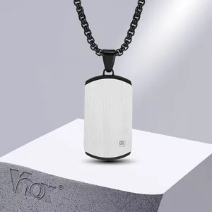 Pendentif Colliers Vnox Cool Militaire Dog Tags Pour Hommes Deux Tons Géométrique Pendanti Avec Aaa Cz Pierre Punk Rock Real Man Collier Bijoux