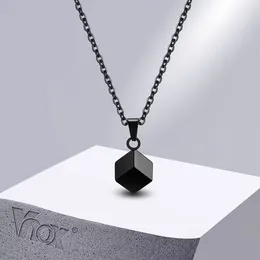 Pendentif Colliers Vnox Fashion Urne carrée 3D pour hommes femmes brillant en acier inoxydable minimaliste géométrique cube collier bijoux