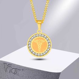 Collares colgantes VNOX Gran grabado de grabado personalizar collar de monedas redondas unisex con AAA CZ Stones Tipo 2 Collar de diabetes Y240531hjui
