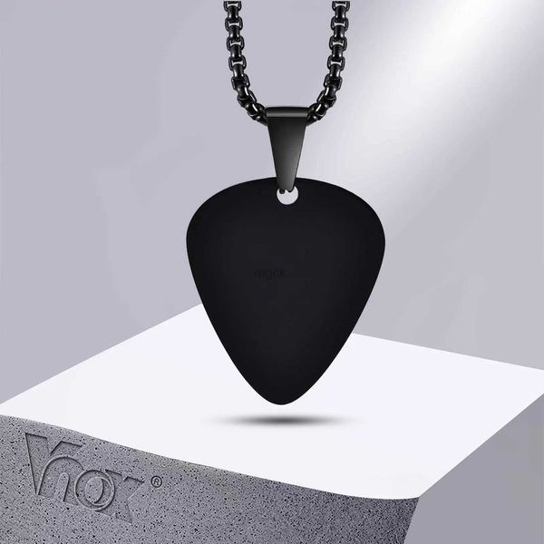 Collares colgantes Vnox, nuevo y único collar con púa de guitarra para hombres y niños, collar con colgante de púas de guitarra de acero inoxidable para amantes de la música, regalos, joyería 240330