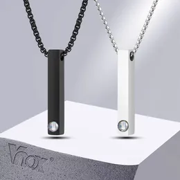 Collares colgantes Collar de proyección VNOX con 100 idiomas Te amo Moda Acero inoxidable Barra 3D Joyería de regalo de promesa geométrica