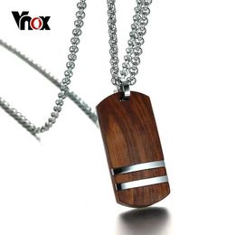 Pendentif Colliers Vnox Top palissandre hommes collier Unique qualifié pendentifs en bois colliers en acier inoxydable bijoux chaîne réglable 22-24 Q240402