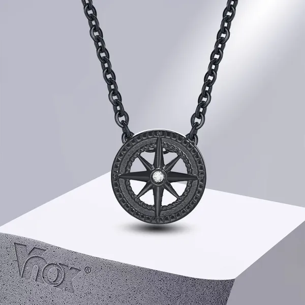 Pendentif Colliers Vnox Trendy Star pour hommes femmes anti-allergie en acier inoxydable creux huit collier cadeau bijoux