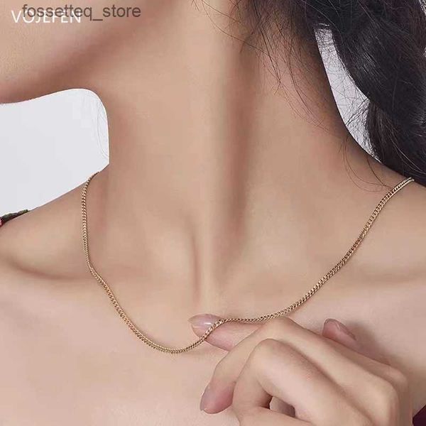 Collares pendientes VOJEFEN 18K Collares cubanos Joyería Original AU750 Enlaces de oro puro Gargantilla de lujo Venta al por mayor Artículos de envío gratis Mujeres L240311