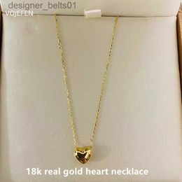 Collares colgantes Collar con colgante de corazón para mujer de VOJEFEN, joyería coreana de lujo en el cuello, cadena de oro de 18 quilates, gargantillas originales para niña pura, collar L231215