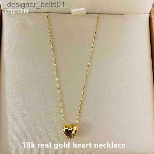 Pendentifs de collier VOJEFEN femmes cou coeur pendentif collier coréen bijoux de luxe sur le cou 18K or chaîne Original Pure fille Chokers collier L231215