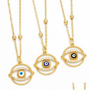 Collares colgantes Voleaf Blue Evil Eye Collares para mujeres Cristal Chapado en oro Colgante Joyería turca griega Venta al por mayor Vne107 Drop Del Dh70C