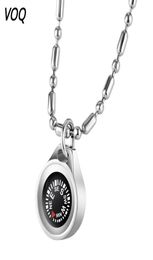 Colliers pendants VOQ Outdoor Survival Rescue Rescue Compass en acier inoxydable Chaînes Long Collier pour hommes et femmes Adventure Travel7020695