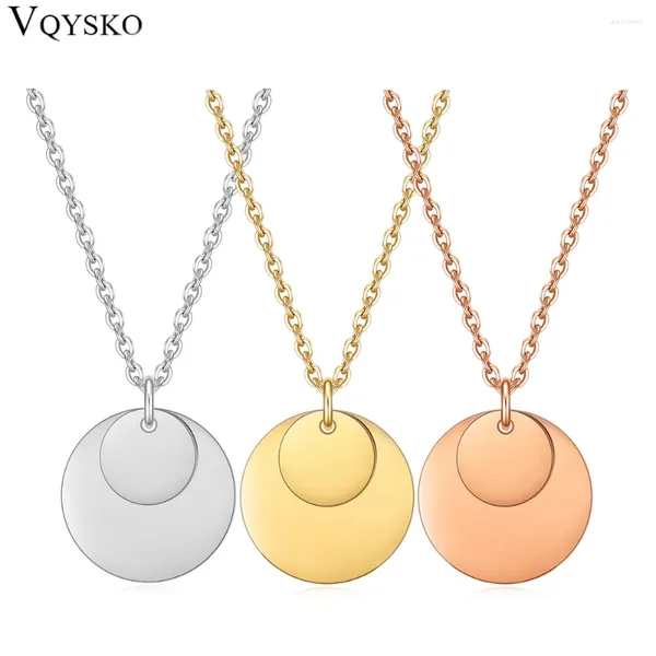Collares colgantes VQYSKO Moneda Collar de disco inicial personalizado Círculo liso Encanto Joyería minimalista Regalos para ella