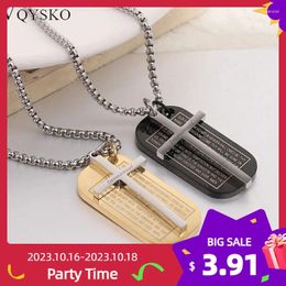 Hanger kettingen VQYSKO Crusader Dog Tag gegraveerde ketting roestvrij staal heren en dames aangepaste ketting cadeau voor vader