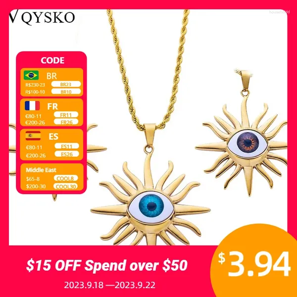 Pendentif Colliers VQYSKO Eye Rempli Émail Evil Charm Demon Collier Sun DIY Bijoux Faisant Accessoire