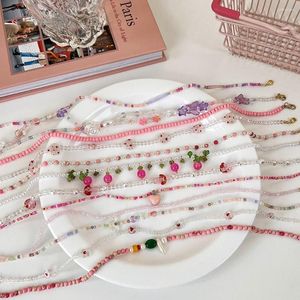 Hanger kettingen vsnow retro roze imitatie parel kralen bloemen hart chokers ketting voor vrouwen vlinder champignon sieraden accessoires