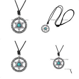 Colliers pendentifs W9 étoile nordique de David hexagramme pendentif vigne Wiccan juif Talisman collier 9186363 livraison directe bijoux colliers Dhmjj