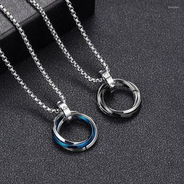 Colliers pendants Wangaiyao Collier masculin à la tendance Hip Hop Femme Personnalité Jewelry Three Ring Titanium Steel Access