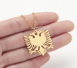 Colliers pendants wangaiyao accessoires en acier inoxydable albanais Eagle Golden Collier Couple de mode Fashion Personalité Jewelry4666600