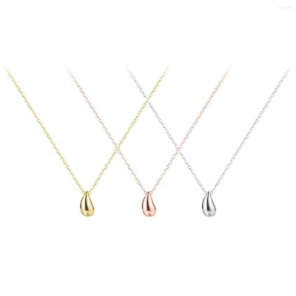 Collares pendientes Collar de gota de agua para mujeres Niñas Lágrima de diosa Gota de agua Plata Color oro rosa Joyería de acero inoxidable (GN365)