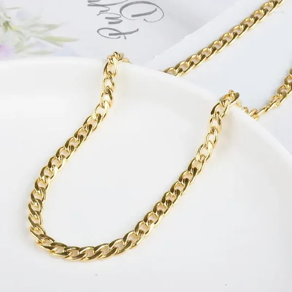 Collares colgantes A prueba de agua No se desvanece 24K Chapado en oro Acero inoxidable Moda clásica Unisex Cuba Cadena pura Collar DIY para mujeres Hombres