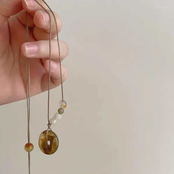 Colliers pendants Collier de perle en cuir en cuir